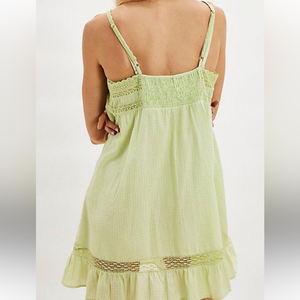 FREE PEOPLE INTIMATELY SABRINA MINI SLIP NIGHTY in Lime Cream NWT sz XS, S - Picture 2 of 7